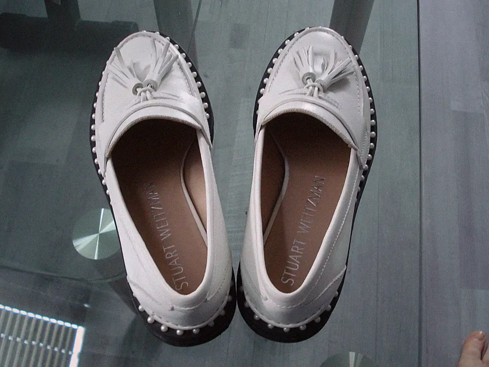Schuhe für Damen,Designer- Stuart Weitzmann,Größe 39,Loafer,weiß,Leder,Absatz3cm