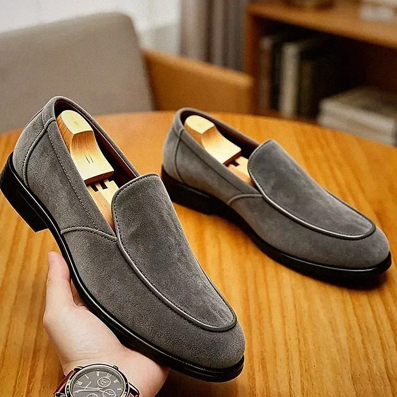 Schuhe Halbschuhe Herren grau elegant Wildlederoptik Business Casual - B6N9R