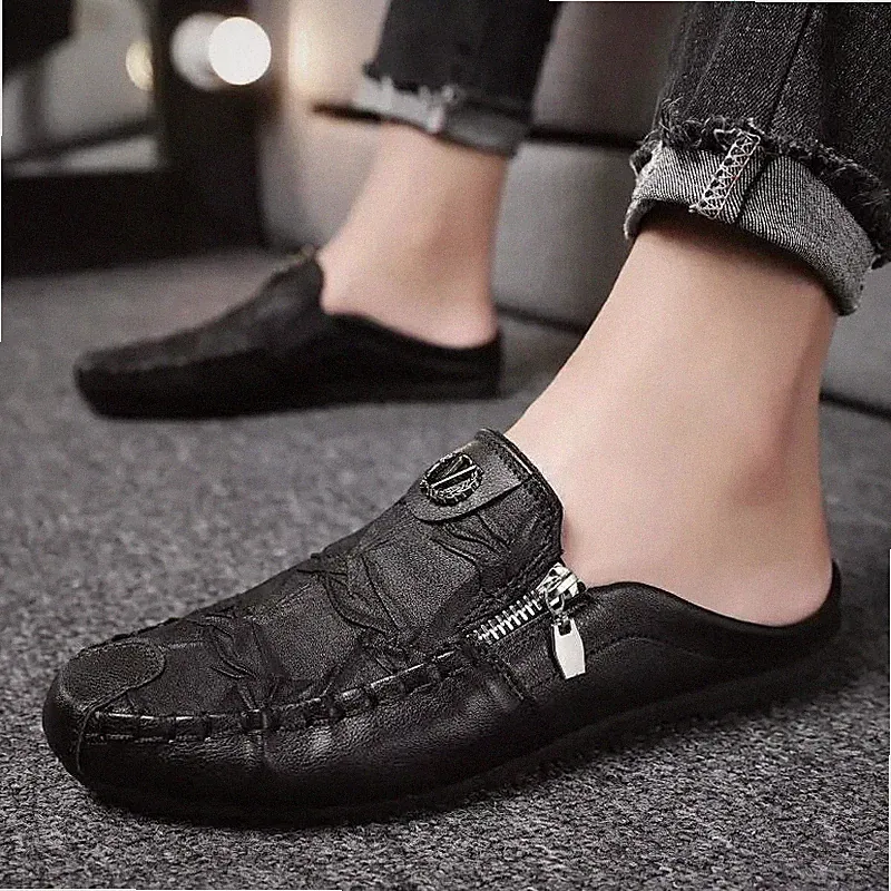 Schuhe Hausschuhe Halbschuhe Herren einfarbig bequem Fashion Kunstleder 15F77