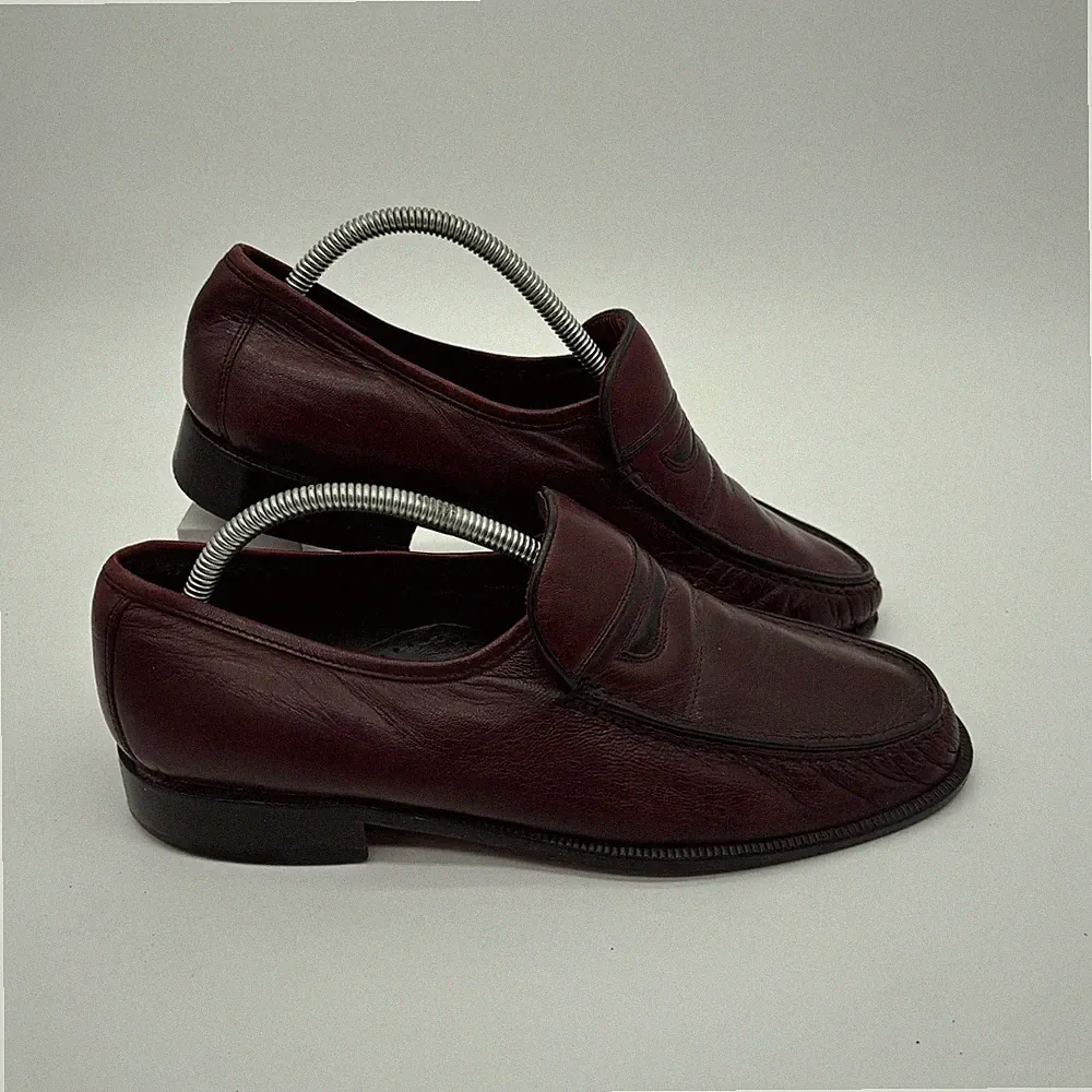 Schuhe Herren UK 8 Burgunderrot Penny Loafer Slipper Leder Formell Smart Hochzeit Arbeit