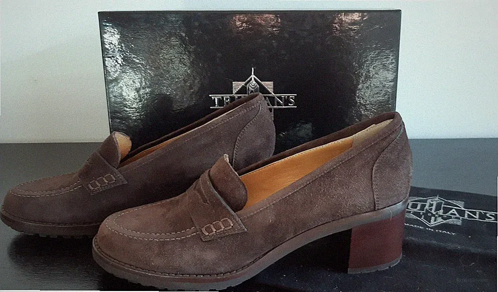 Schuhe Pumps Loafer Trumans Gr. 37,5 Wildleder dklbraun, Blockabsatz 5 cm neuw.