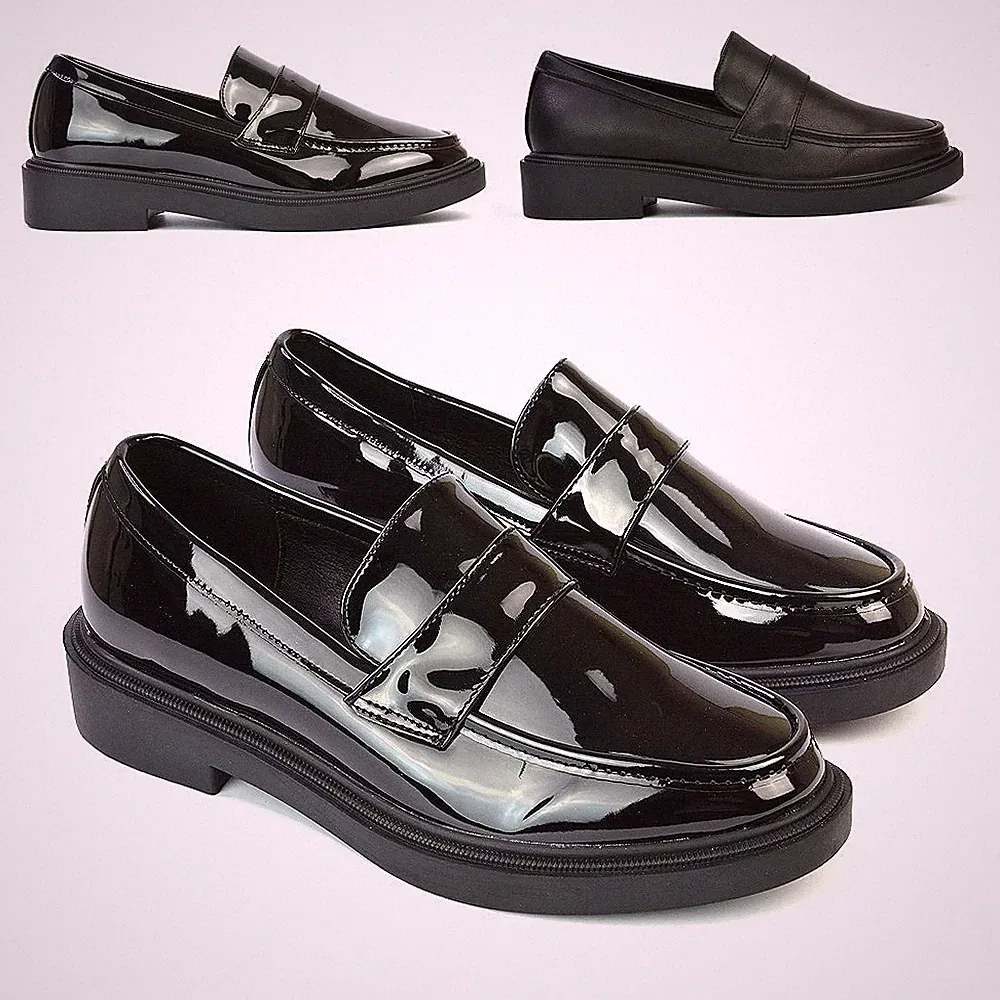 Schwarze Damen-Halbschuhe bequeme flexible Sohle Freizeit Schulschuhe Pumps Größe