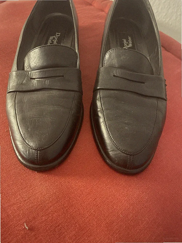 schwarze Daniel Weber Leder- Loafer/Slipper Gr. 41
