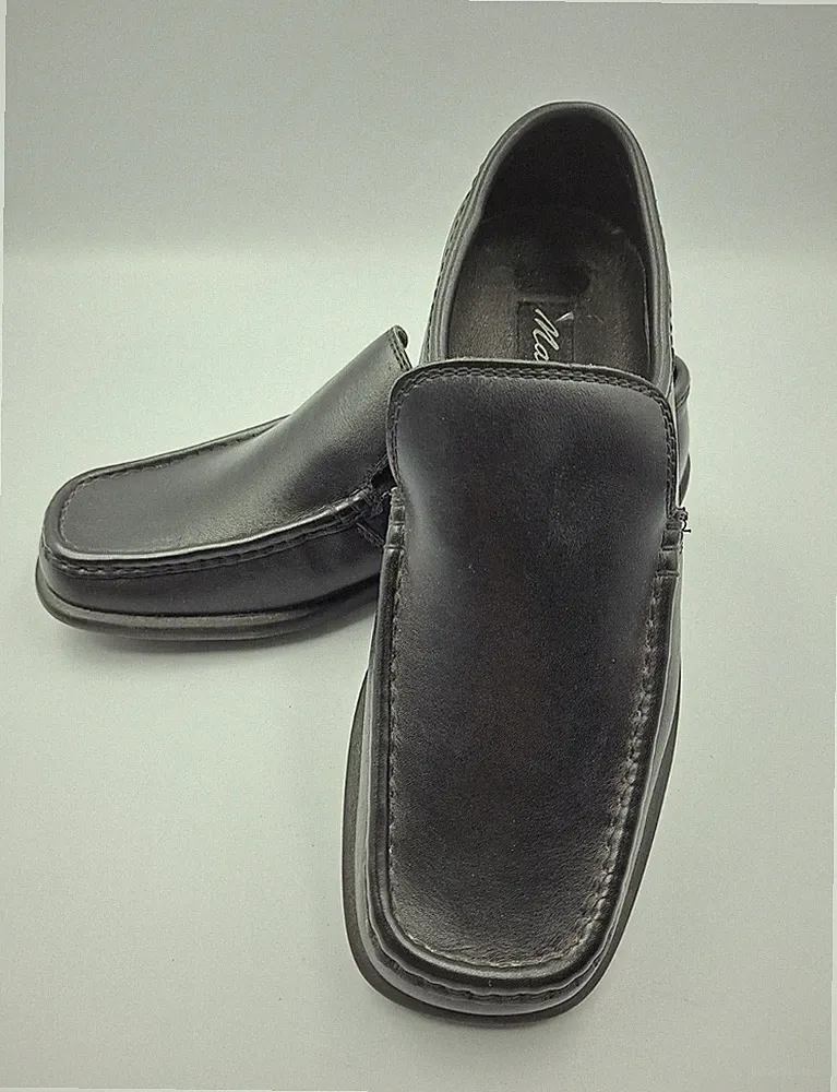 Schwarze Leder Mokassin Slipper Loafer Freizeit Schule Schuhe von Macadam UK 3 4 5
