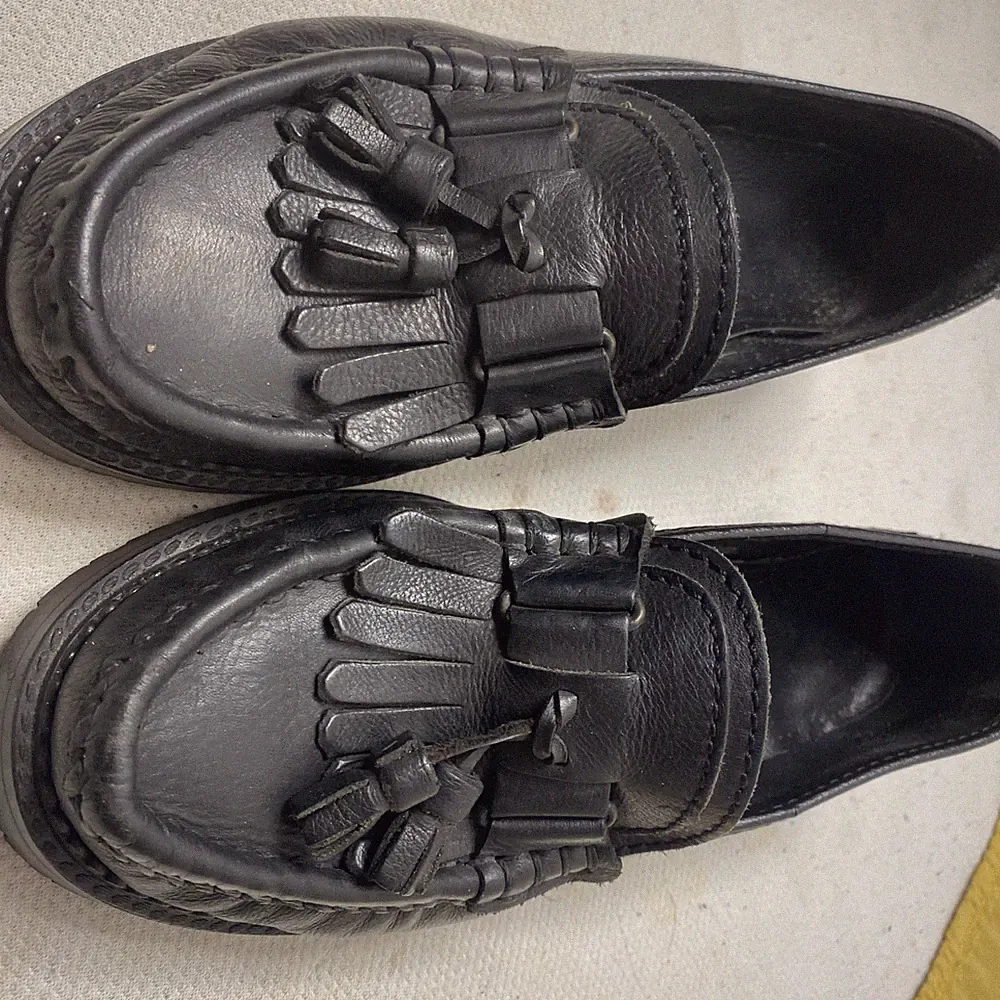 schwarze Tassel-Loafer Bootsschuhe, Mokassins Leder Gr. 40