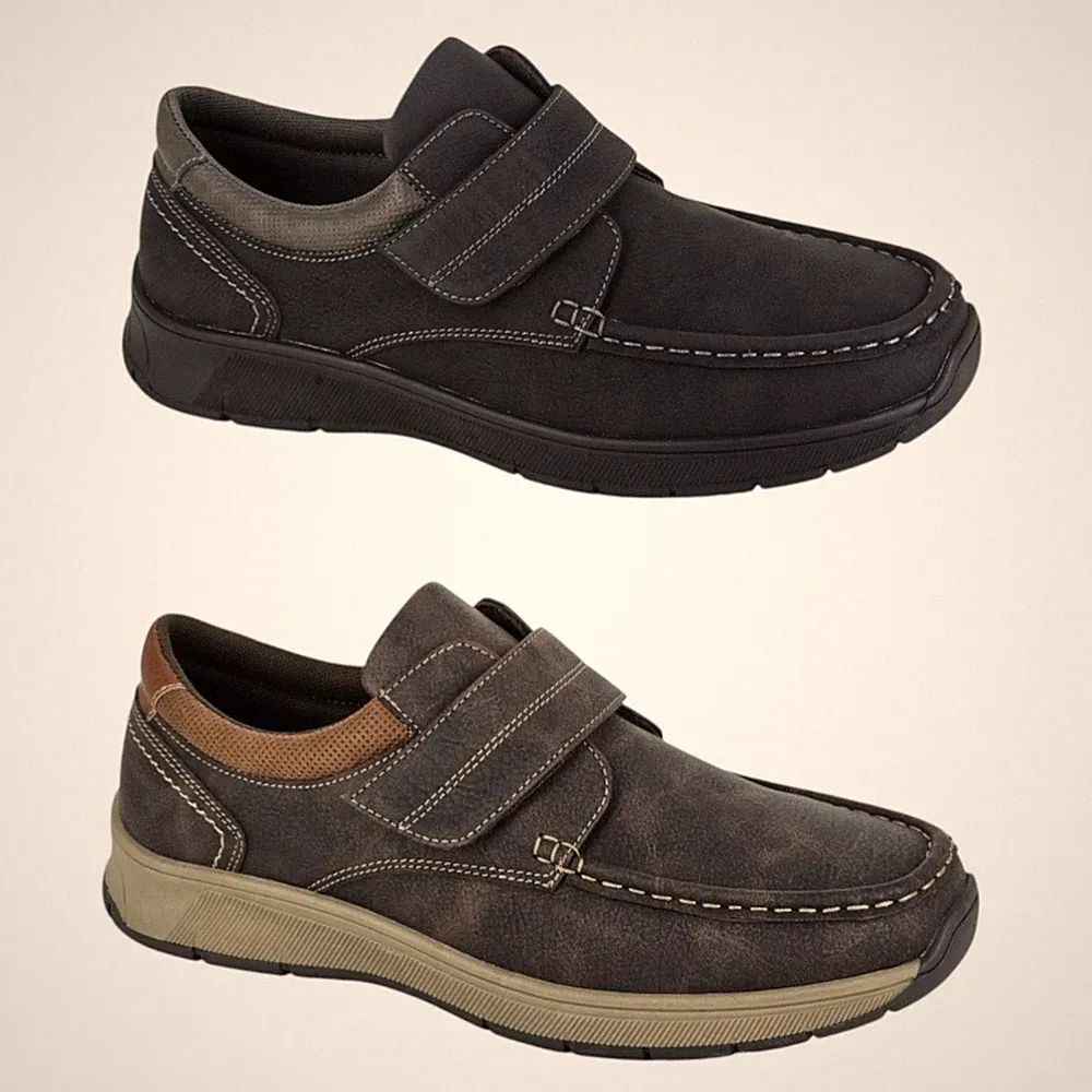 Scimitar Herren Touch Verschluss Riemen Schuhe schwarz Kunstleder leicht Größe