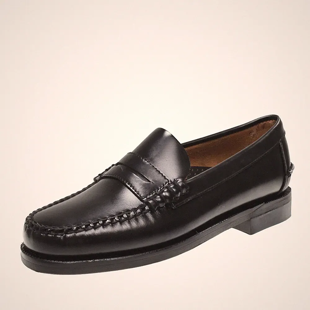 Sebago Classic Dan - schwarze Leder Halbschuhe - Größe 43,5 [9,5 US 27,7cm] Herren