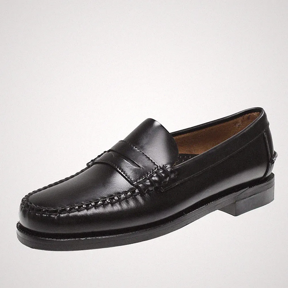 Sebago Classic Dan - schwarze Leder Halbschuhe - Herren Schuhe Halbschuhe