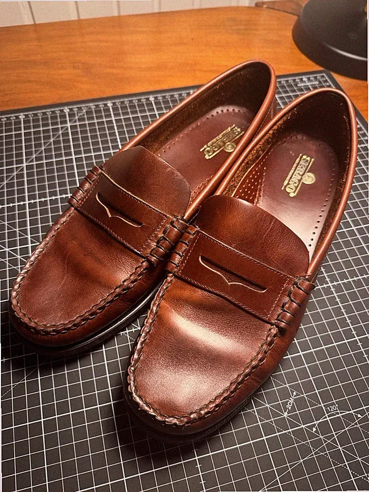 Sebago Classic Dan Waxy Herren Loafer Gr. 46 R Brown Cinnamon Leder Mokassin