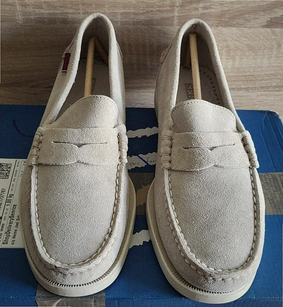 Sebago Docksides Dan Boat Flesh Out Leather Loafers Schuhe Beige Gr. 41,5
