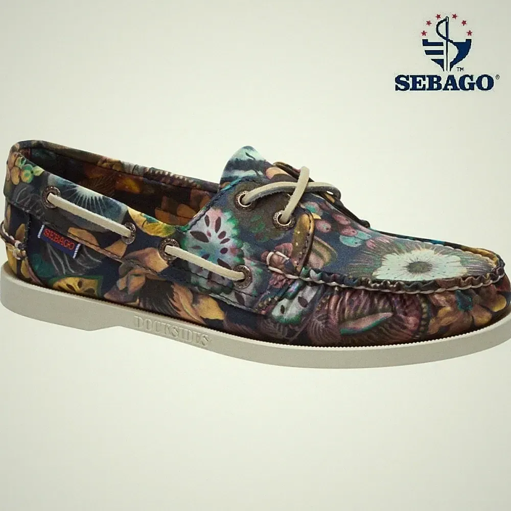 Sebago Docksides Liberty Damen Deck Mokassin Damen Garten Print Schuhe Neu Gr.