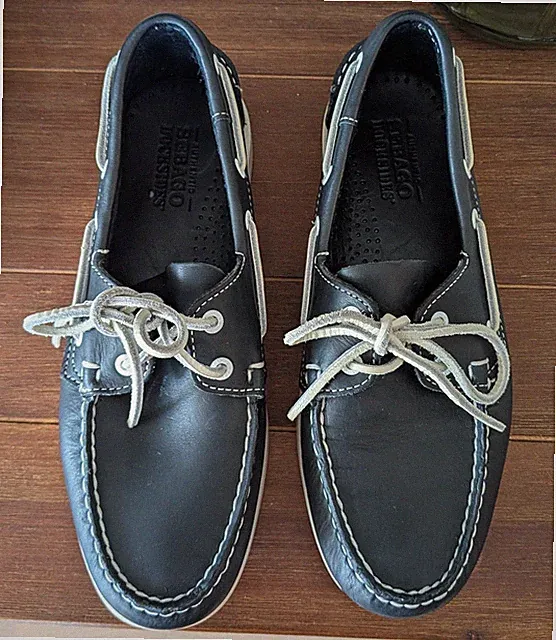 Sebago Docksides Portland Bootsschuhe Gr. 42 Navy Leder | Neuwertig