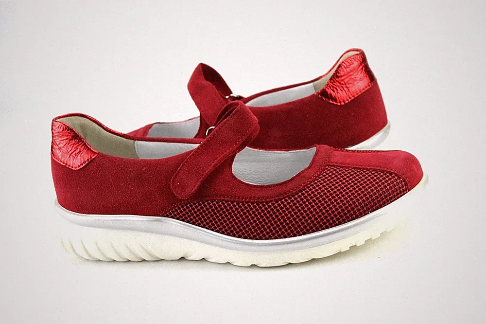 Semler Gr.41 Uk.7,5 Damen Ballerinas Slipper Loafers Rot WIE NEU P 390
