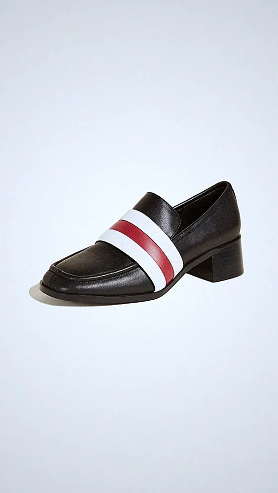 SENSO Eli gestreifte Leder Halbschuhe mit Blockabsatz in schwarz/rot/weiß Gr. UK 3