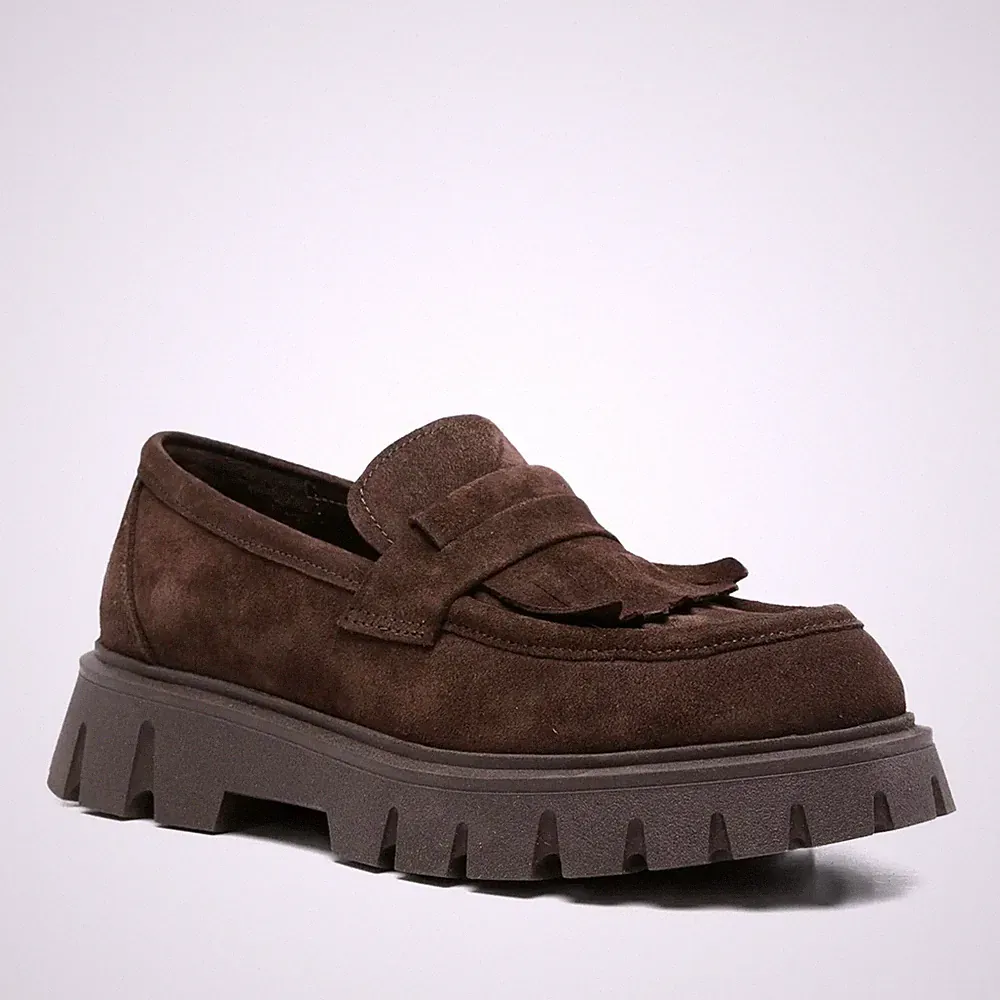 Sergio Moretti Damen Braune Wildleder Loafer Freizeit SMR6578-25204BRW