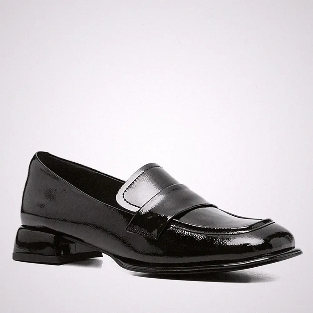 Sergio Moretti Damen Schwarze Leder Loafer Freizeit SMR6594-26111BLK