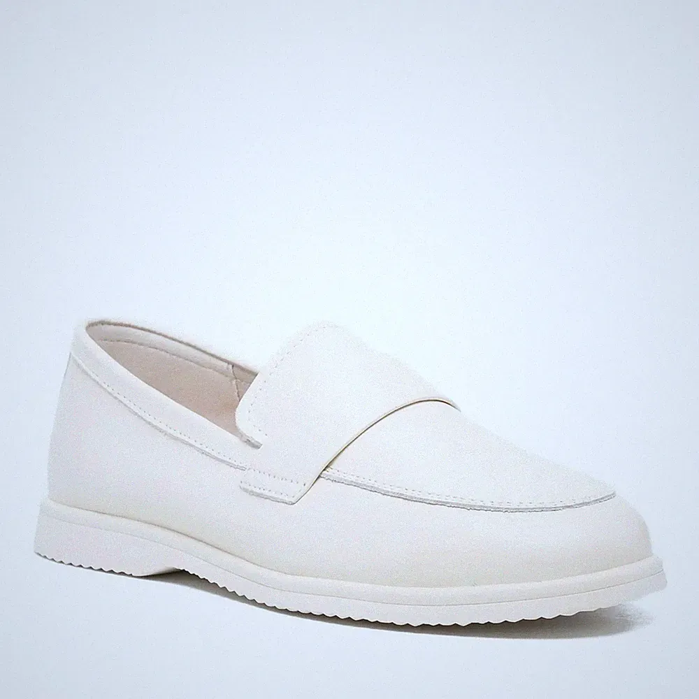 Sergio Moretti Damen Weiße Leder Loafer Freizeit SMR6044-26114WHI