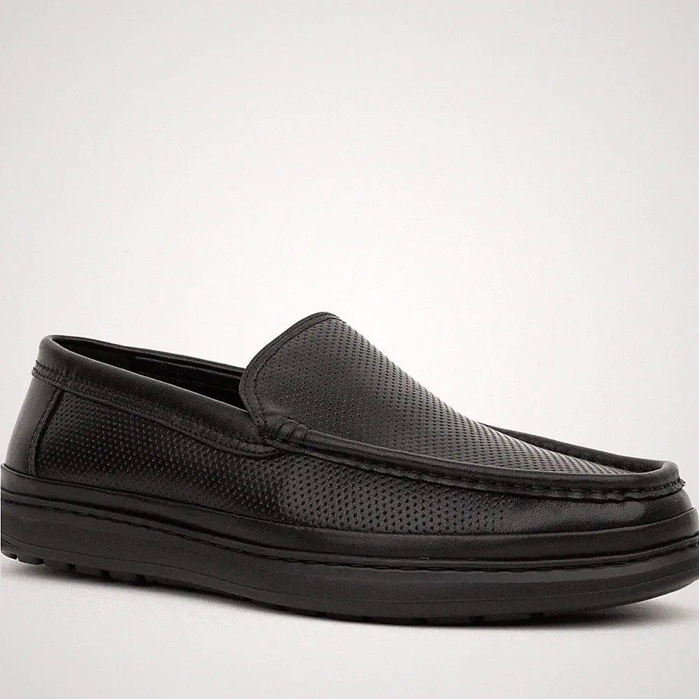 Sergio Moretti Herren Schwarze Leder Loafer Freizeit SM6022-C910-2