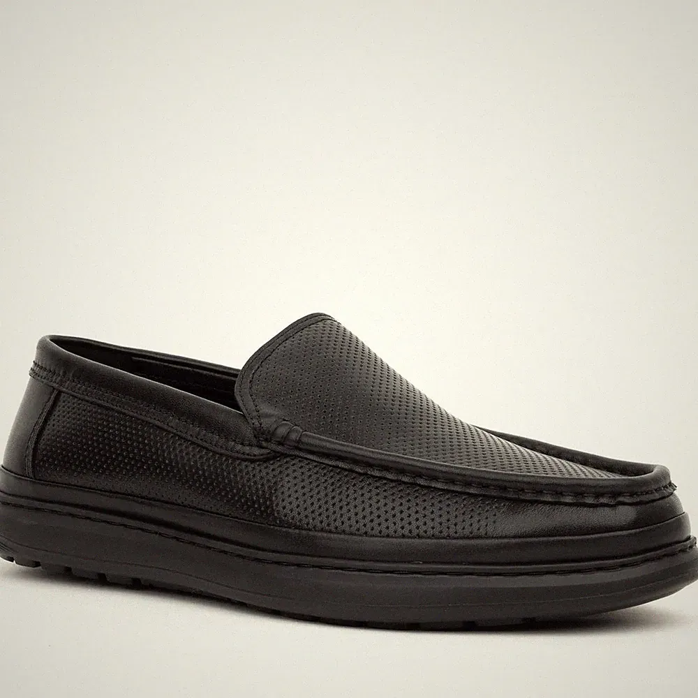 Sergio Moretti Herren Schwarze Leder Loafer Freizeit SM6022-C910-2