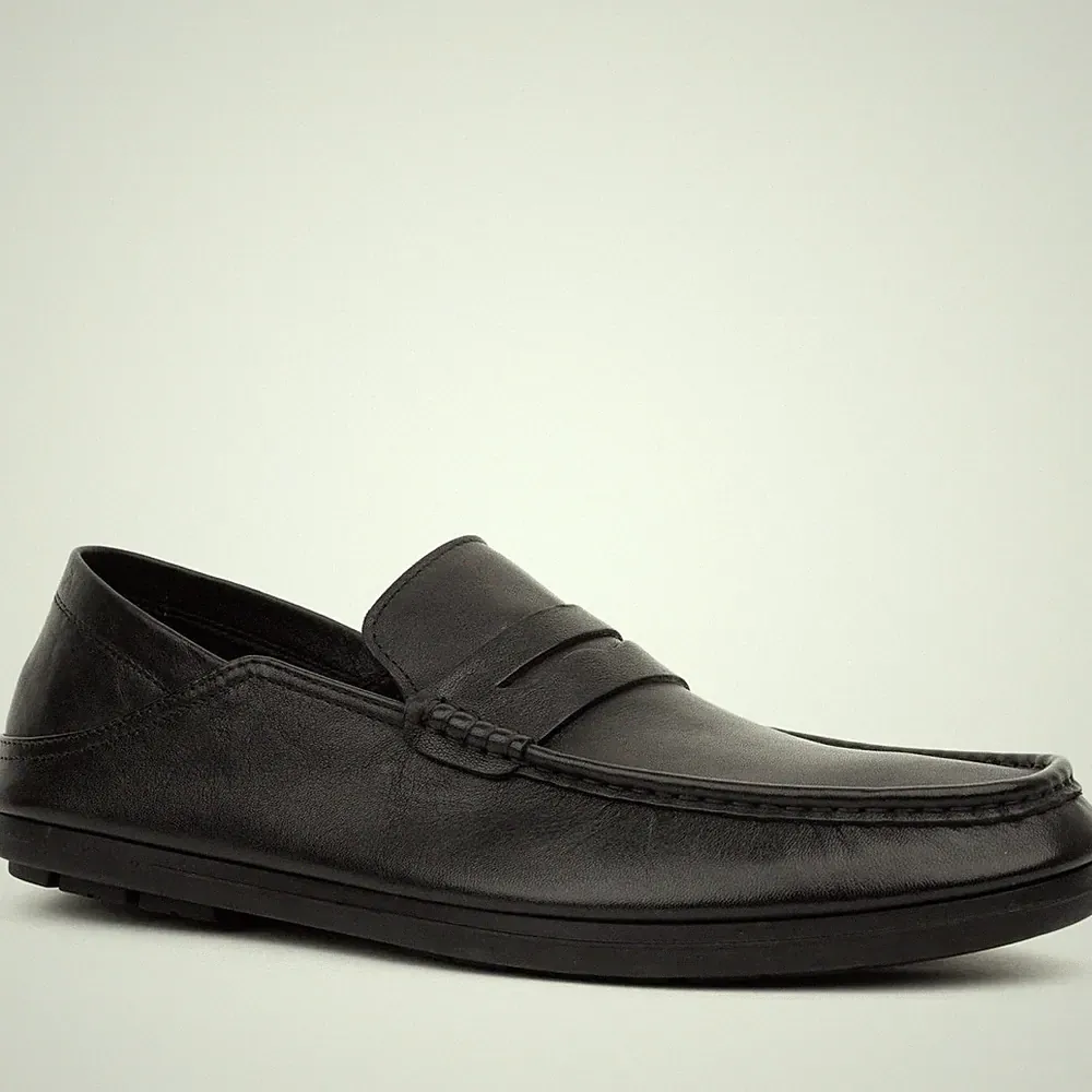 Sergio Moretti Herren Schwarze Leder Loafer Freizeit SM6022-S236-1BLK