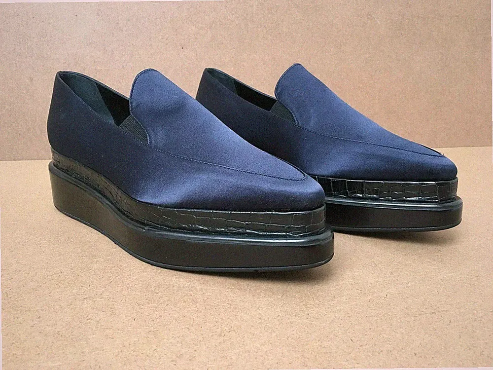 Seven All Around - Navy Satin Loafer - Size: EUR 37 (UR)