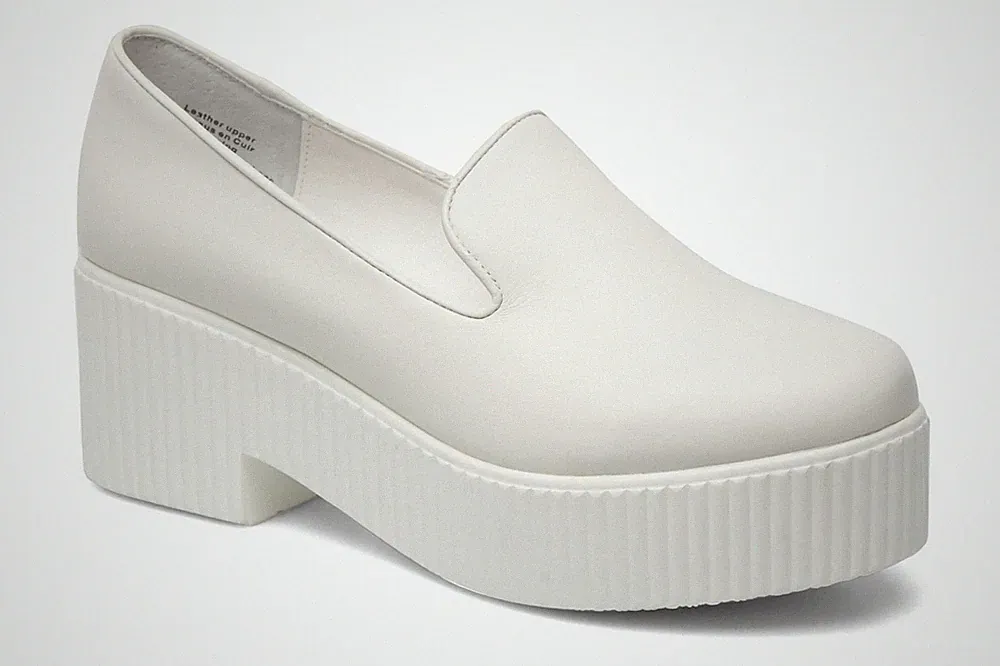 Shellys London UK 7 Damen-Loafer weiß Leder Plateau Slipper