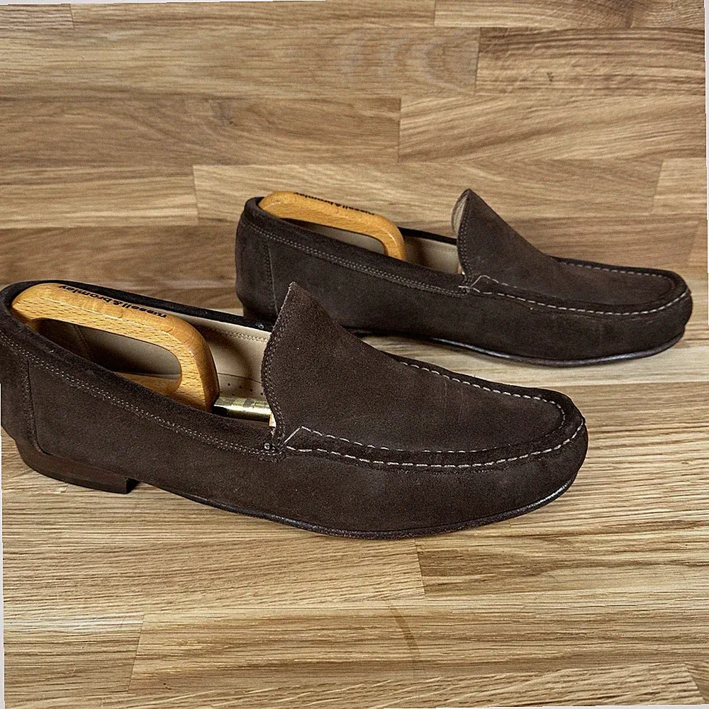 Shipton Heneage Halbschuhe Leder Schuhe Herren Braun Wildleder Slipper Größe UK 11 EU 46