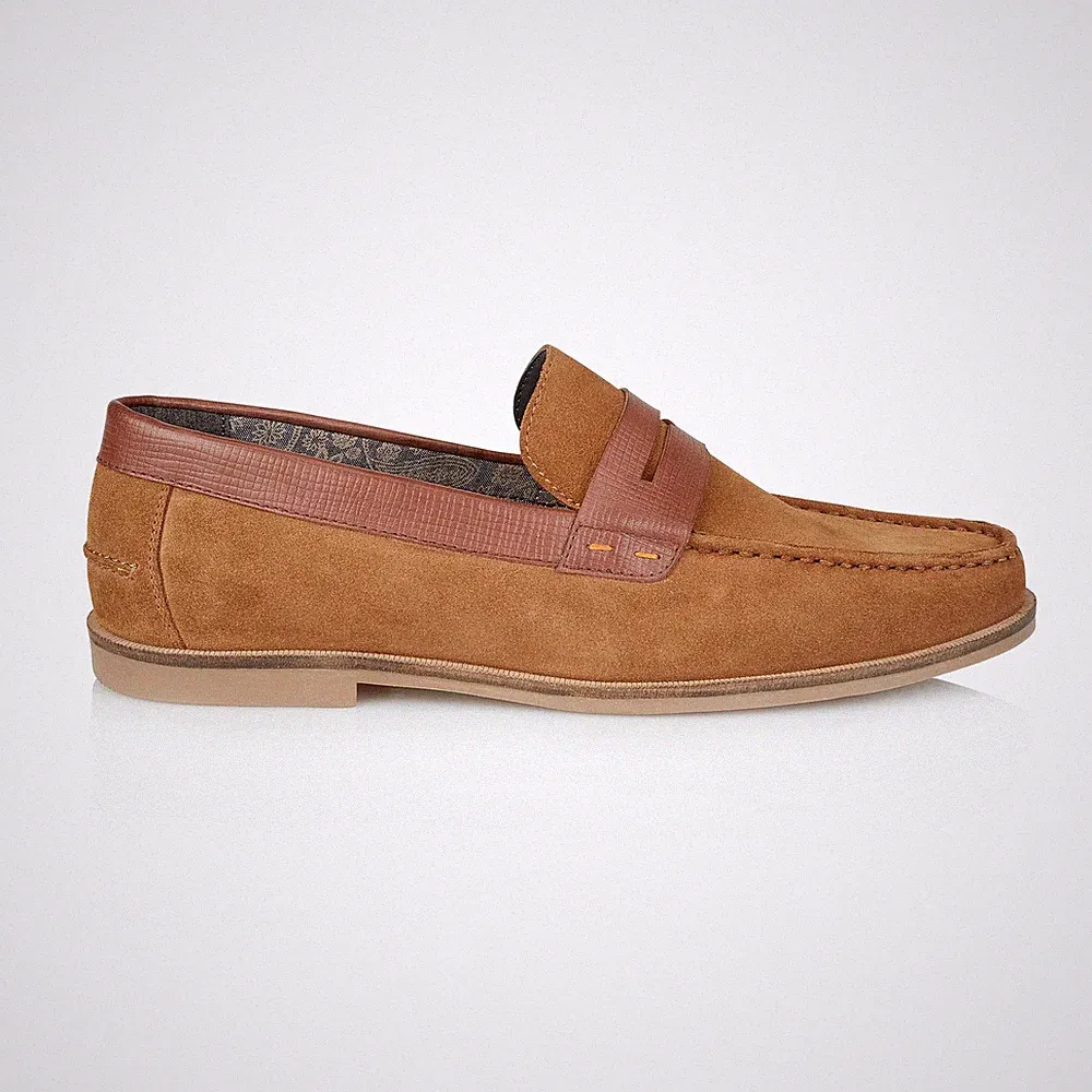 Silver Street London Ancona Herren Wildleder Slipper Komfort Freizeit Braun Halbschuhe