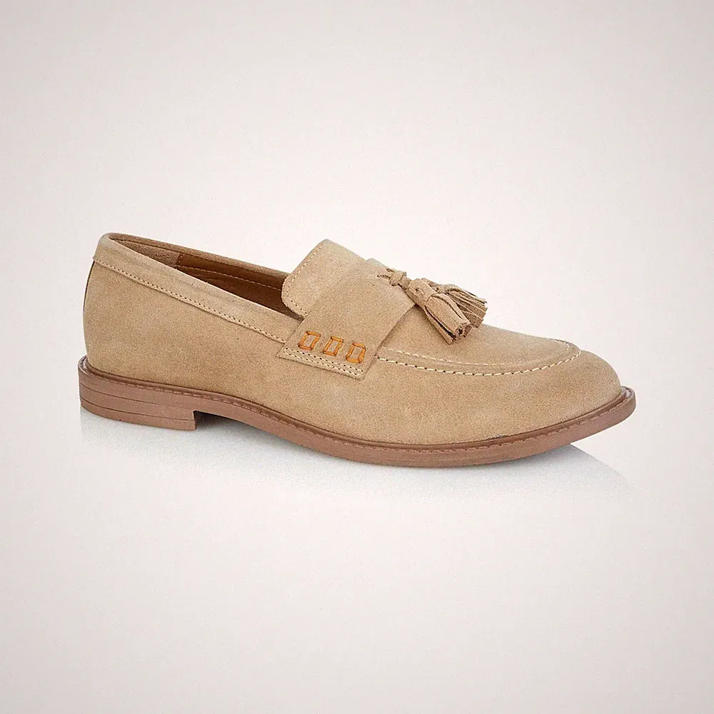 Silver Street London Charleston Herren Wildleder Slipper Komfort Freizeit Beige Halbschuhe