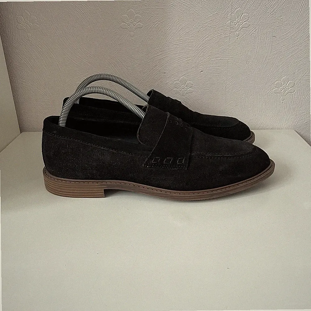 SILVER STREET LONDON HALBSCHUHE - GRÖSSE 8 - SCHWARZES WILDLEDER - SCHUHE NEU OHNE ETIKETT