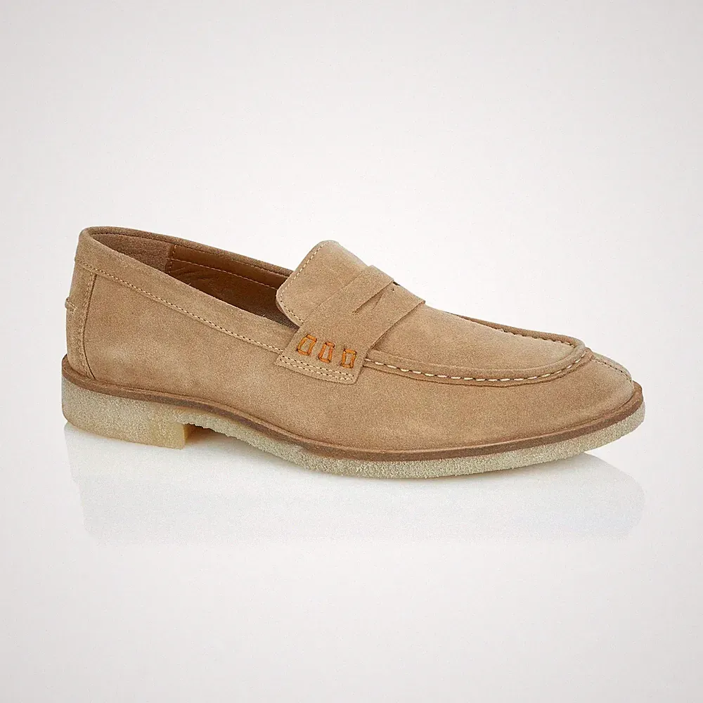Silver Street London Morgan Herren Wildleder Slipper Komfort Freizeit Beige Halbschuhe