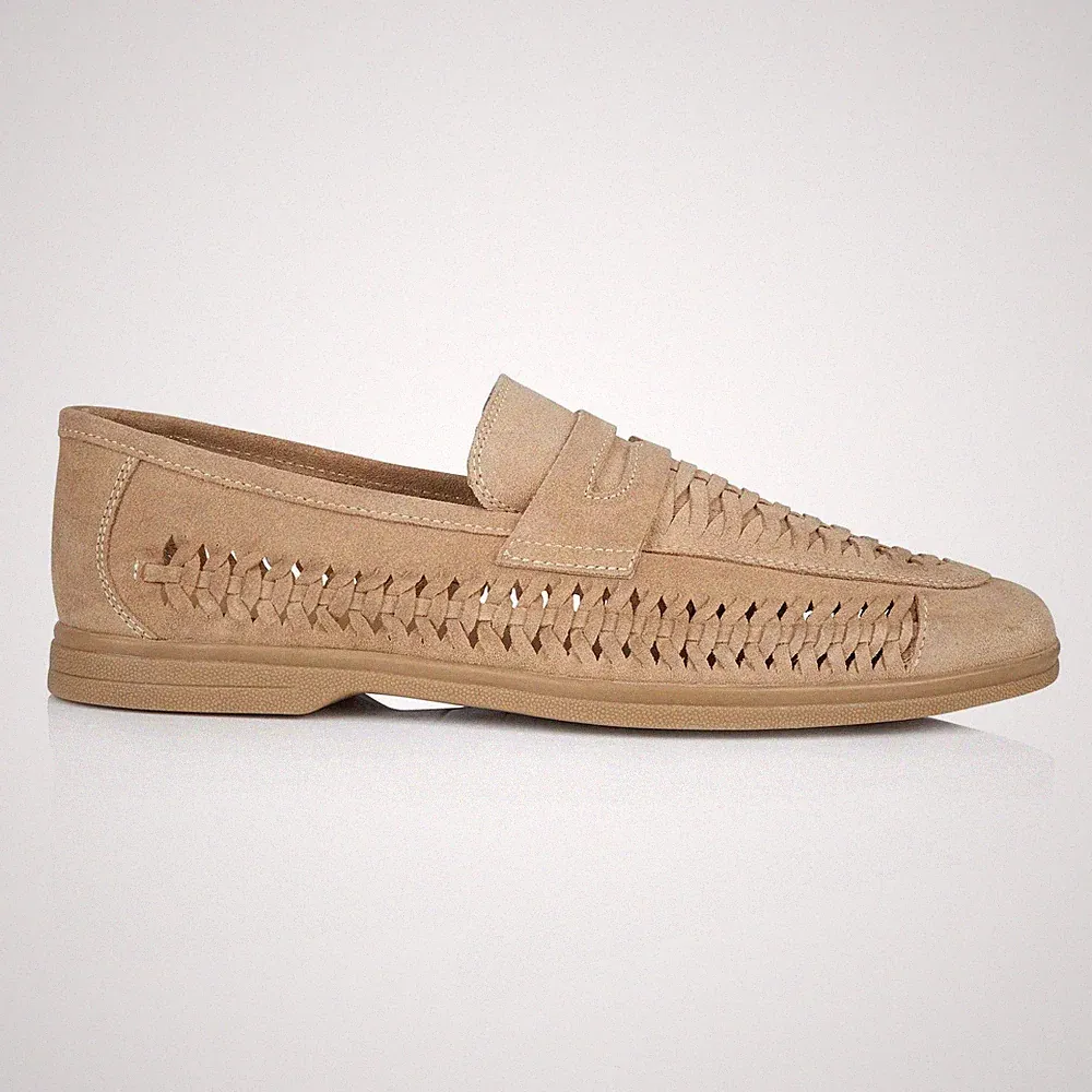 Silver Street London Perth Herren Wildleder Slipper Komfort Freizeit Beige Halbschuhe