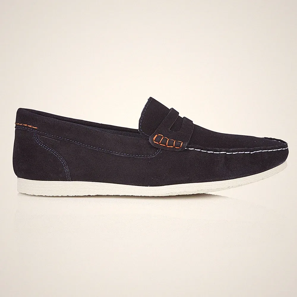 Silver Street London Stanhope Herren Wildleder Slipper Komfort Freizeit Blau Halbschuhe
