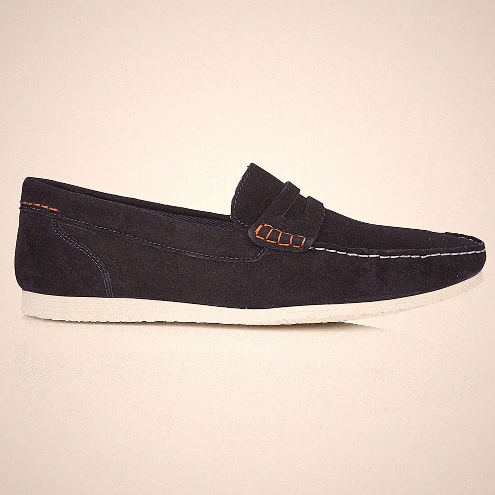 Silver Street London Stanhope Herren Wildleder Slipper Komfort Freizeit Blau Halbschuhe