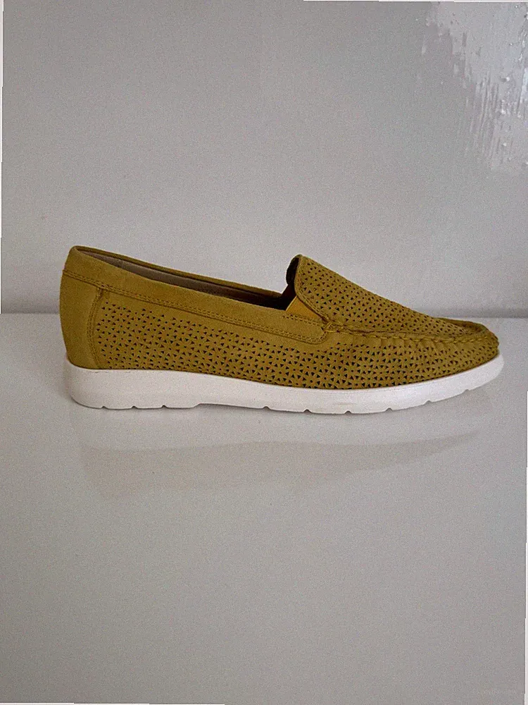 Sioux Cortizia Loafer Nubukleder Mokassin Senfgelb Weite H Gr. 40 UK 6,5 Neu