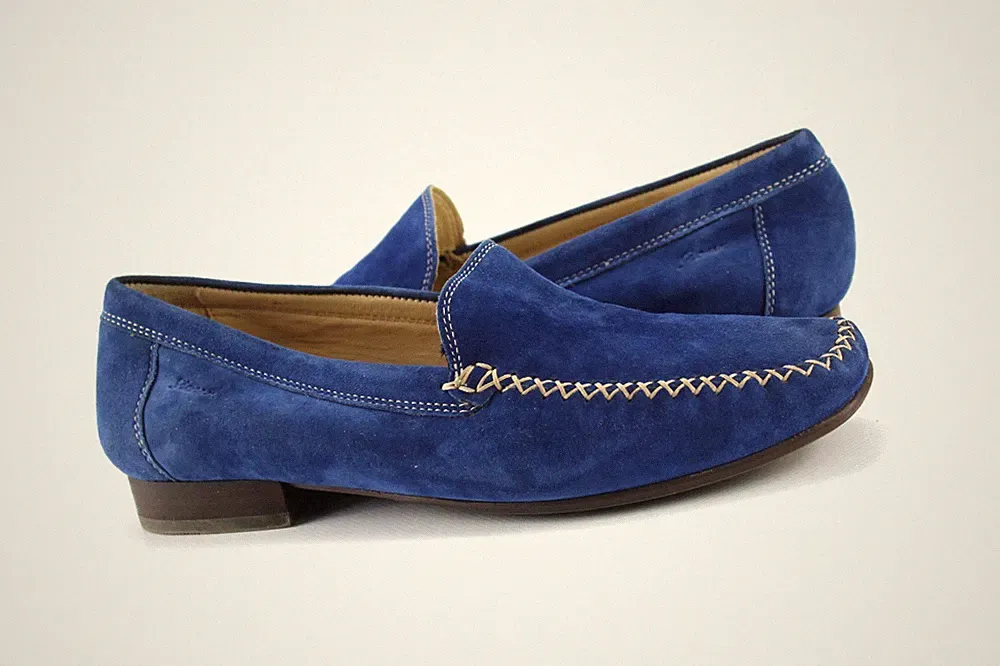 Sioux Gr.39 Uk.6 Damen Halbschuhe Ballerinas Slipper Loafers Blau TOP T 834