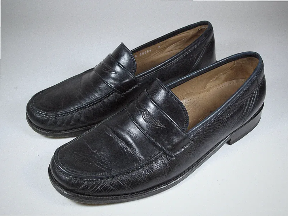 sioux herren leder schuhe loafer gr. 9 / 43 blau