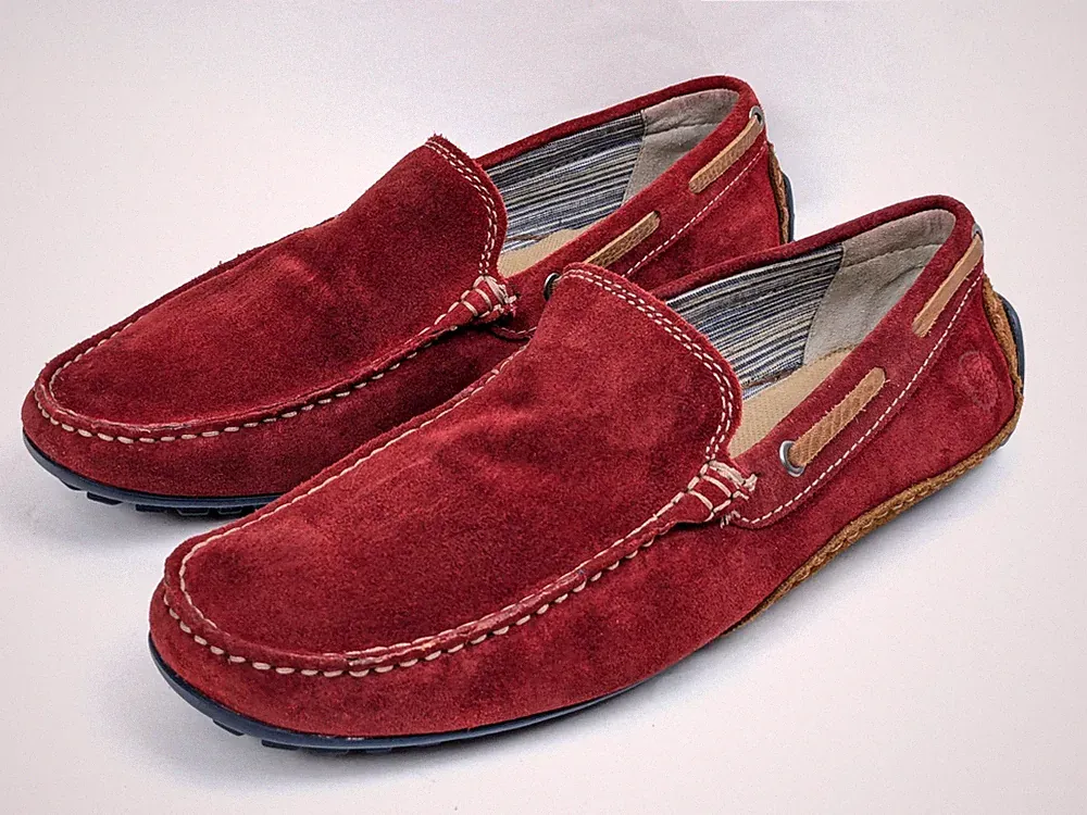 SIOUX Loafer Slipper Herren 43 Rot Wildleder Noppensohle Halbschuhe Mokassin