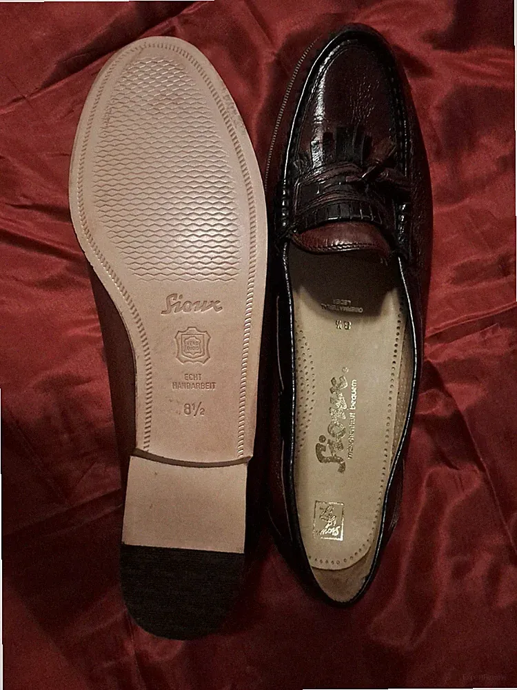 ✦ SIOUX Tassel-Loafer Herren Gr. 8½ · Bordeaux/Schwarz · Echt Handarbeit · Top