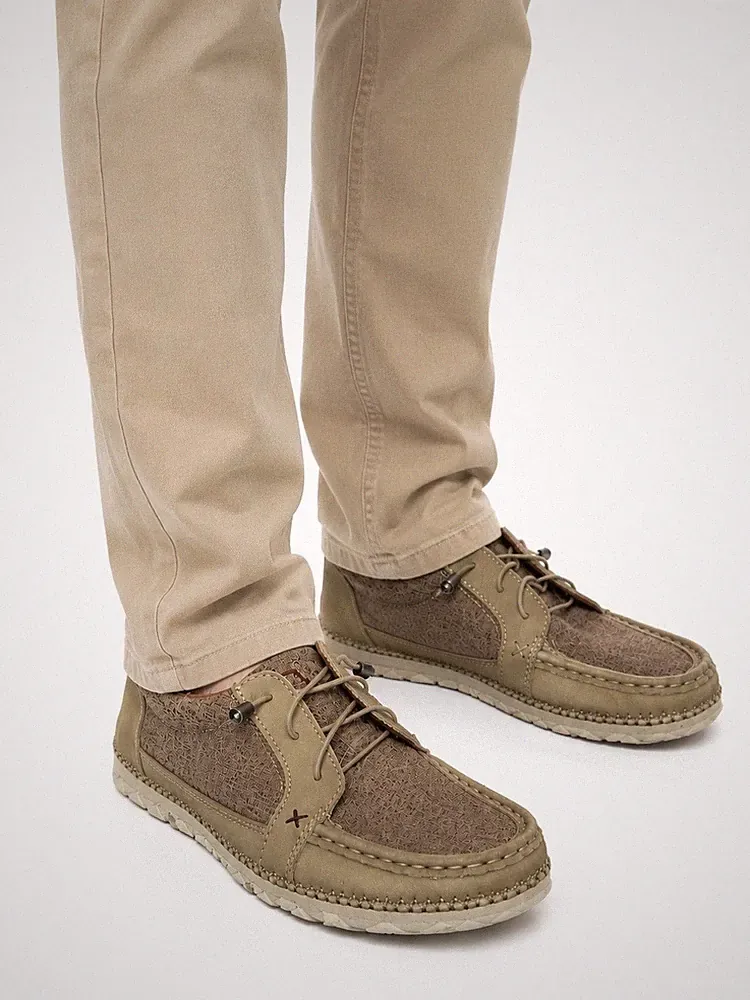 Size 9 Twisted X Men’s Driving Moc Casual Boat Shoes Beige Brown Comfort Loafers