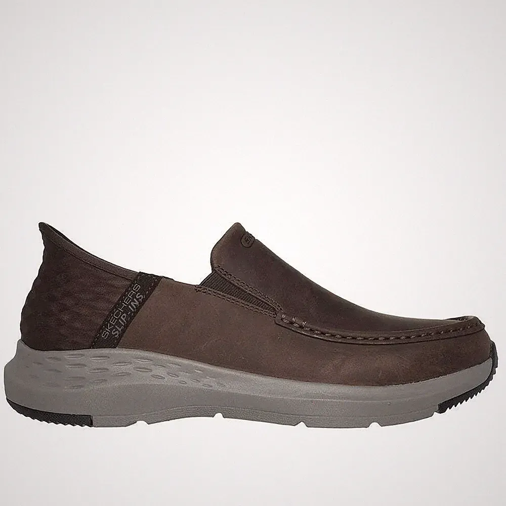 Skechers 204866 Oswin Herren Waxy Braun Leder Slipper Freizeit Halbschuhe Slipper
