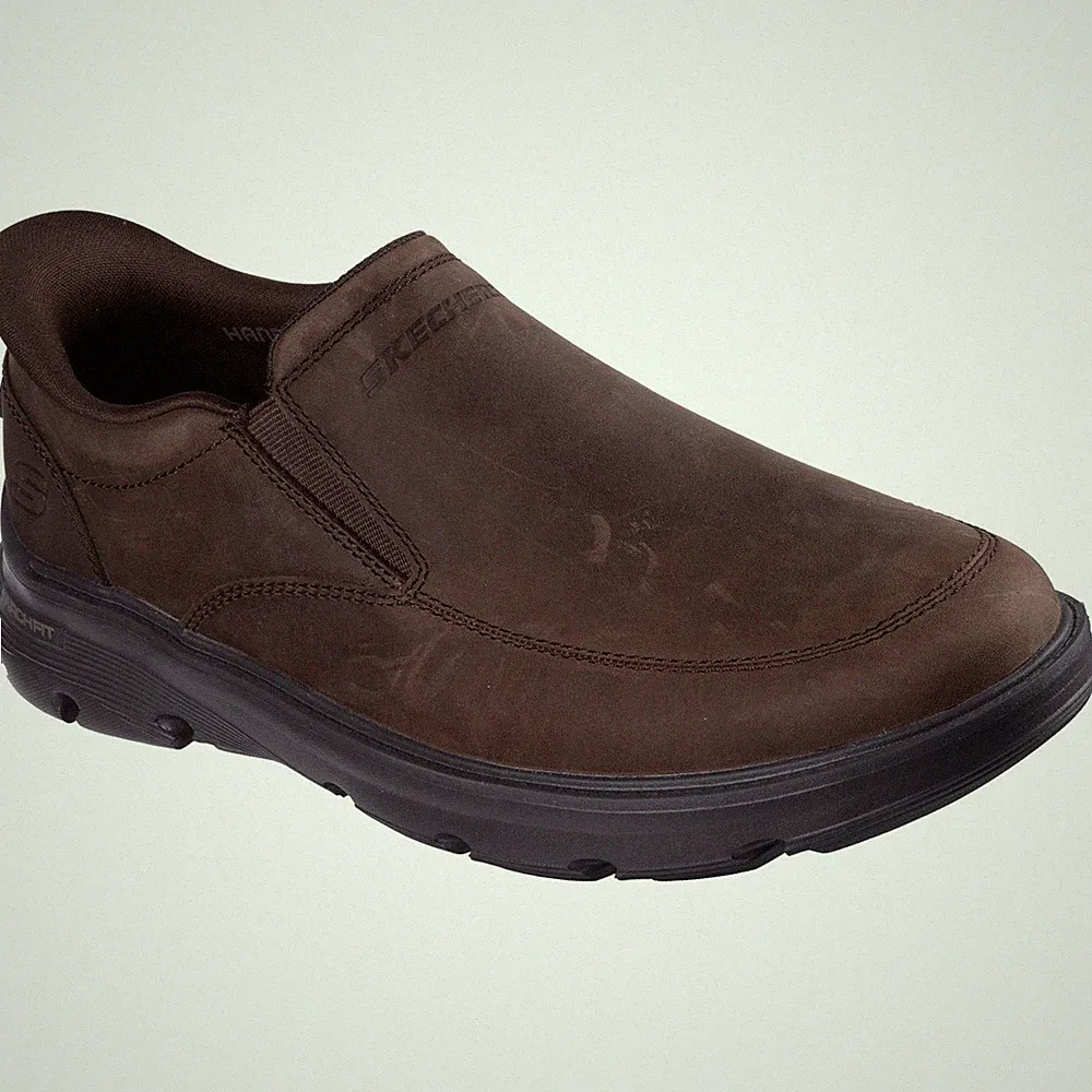 Skechers Arch Fit Garza Umar Leder Herren Cocoa Halbschuhe