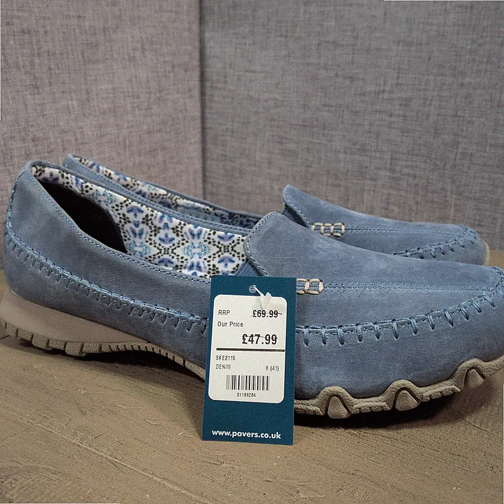 Skechers Bikers Pedestrian Blau Wildleder Halbschuhe Slipper Schuhe Damen UK 8...