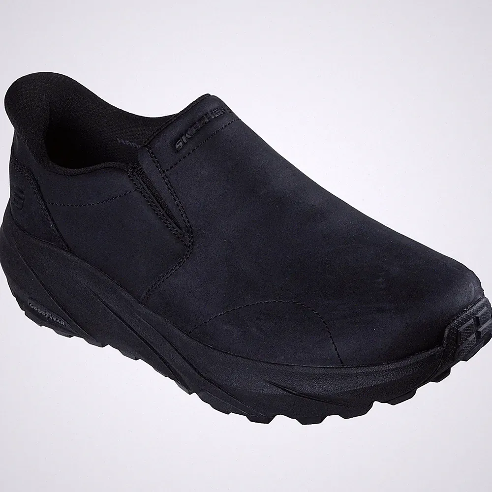 Skechers Conner Rayne Herrenschwarze Lederslipper