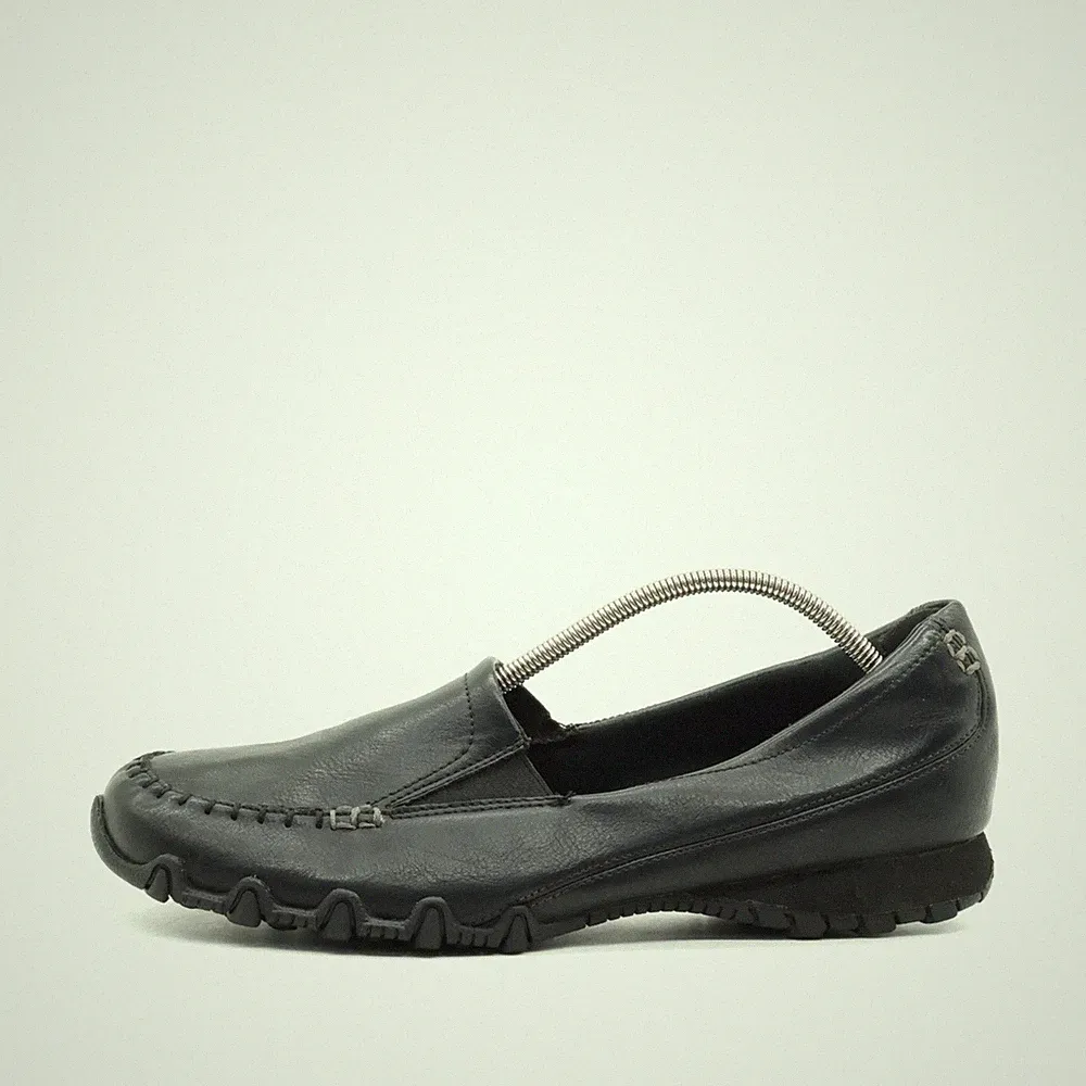 Skechers Damen Loafer EU 39 Schwarz Leder Niedrigschaft Gepolstert