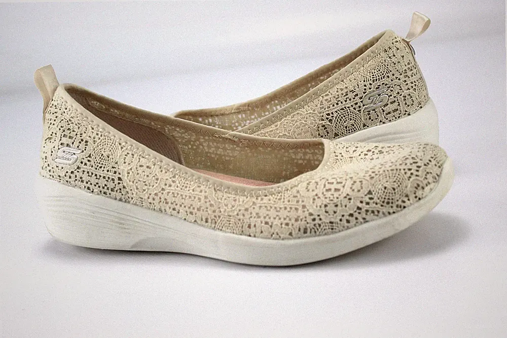 Skechers Gr.36 Damen Komfort Ballerinas Slipper Loafers Bequem Beige TOP R 623