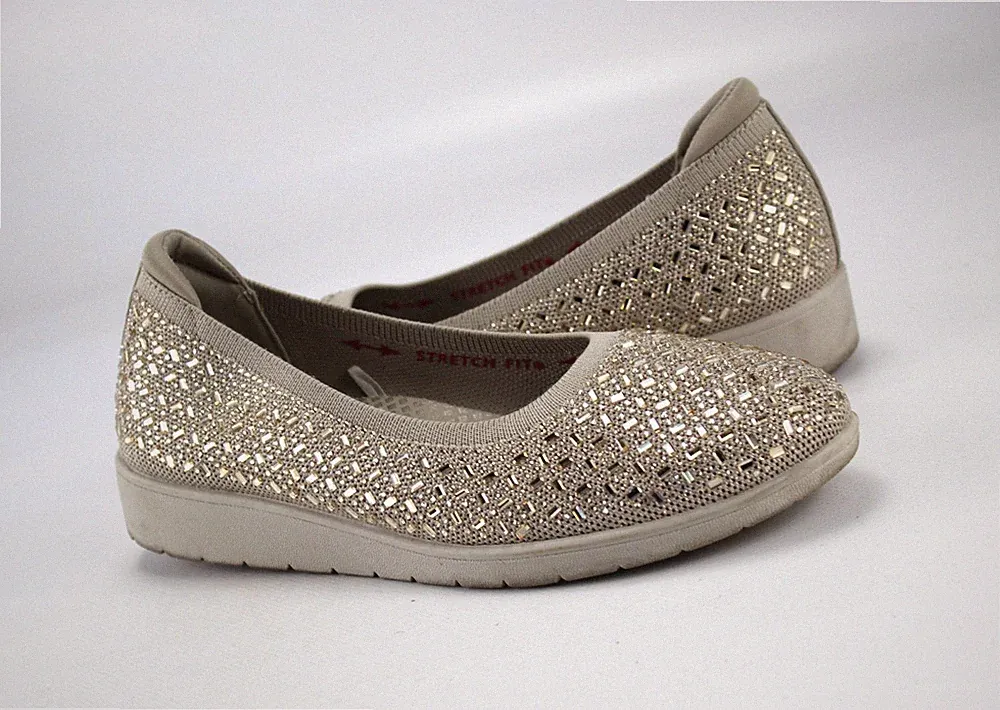 Skechers Gr.37 Damen Slipper Loafers Bequem Leicht Atmungsaktiv Taupe TOP P 872