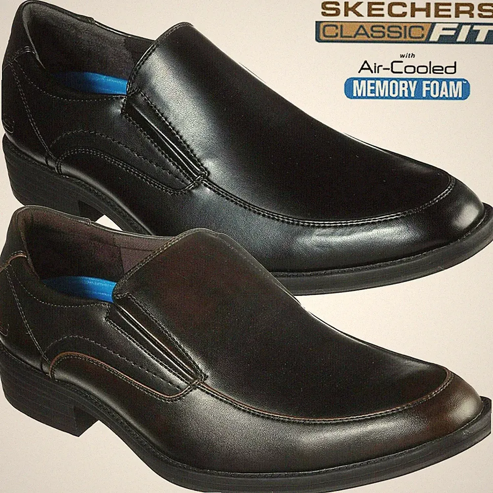 Skechers Herren Leder Memory Form Leger Smart Formell Slipper Wanderschuhe Stiefel
