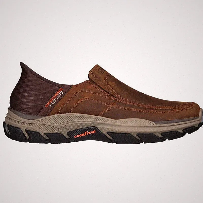 SKETCHERS EXTRA WIDE Slipper Herren RF Mokassin Loafer Leder ELG Schuhe - UK 6-13