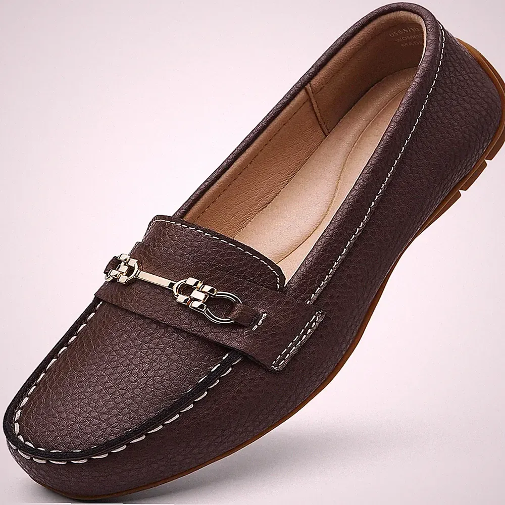 Slipper Damen Leder Mokassins leicht bequem Loafer Business Casual Halbschuhe On